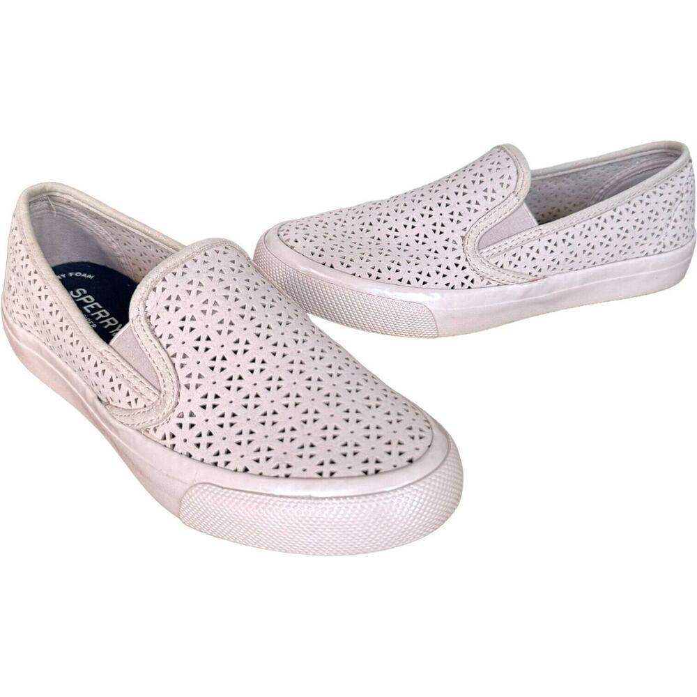 Sperry Top Sider Womens Seaside Nautical Slip On Shoes Pink Perforated 6